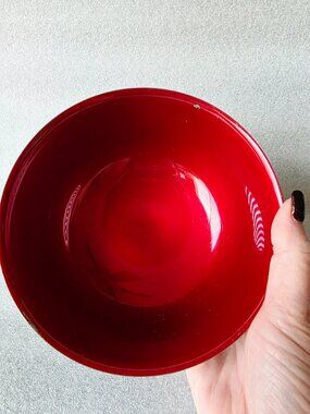 Vintage Reed & Barton 1120 Paul Revere Silverplate Bowl Ruby Red Enamel MCM
